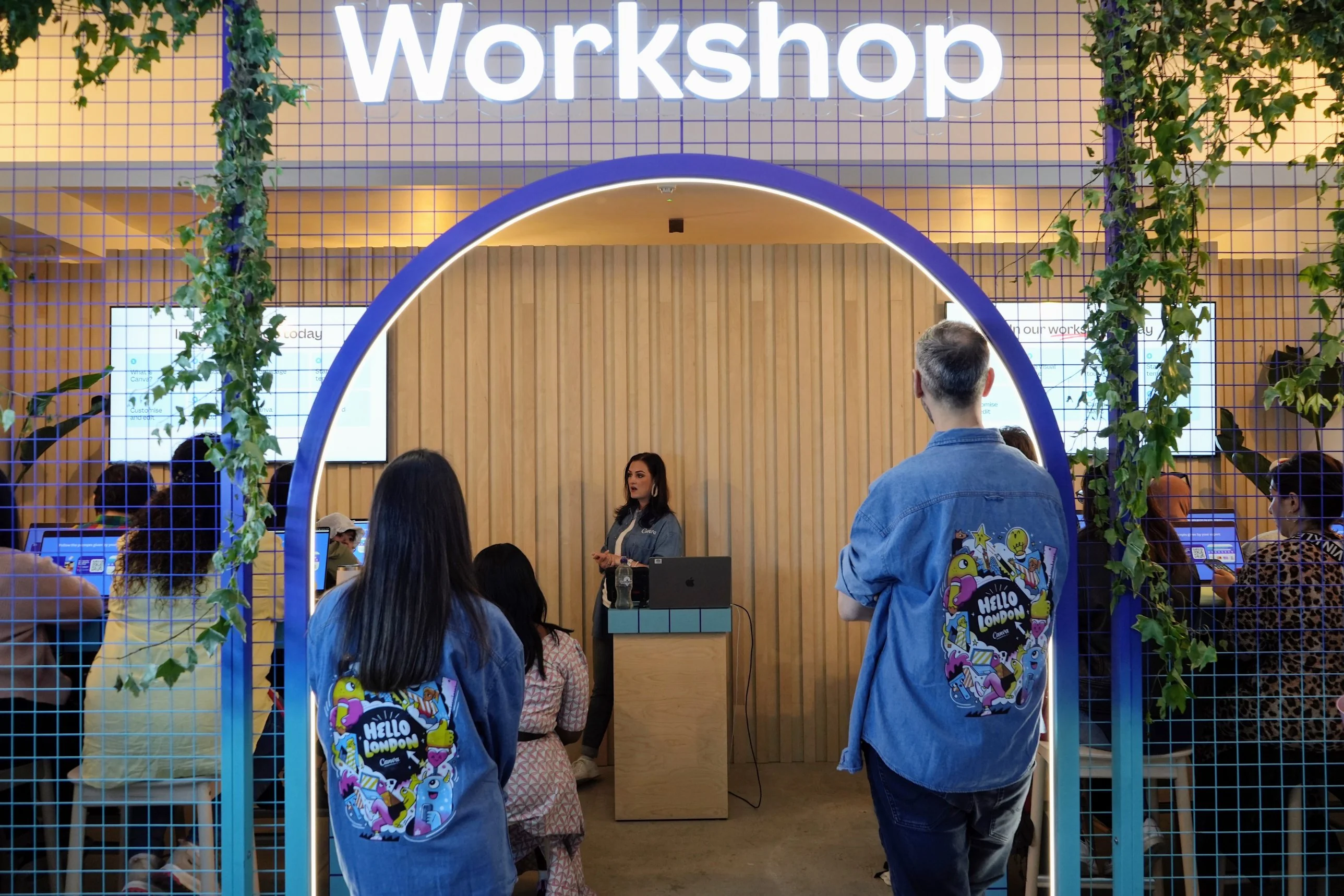 Lynn presenting a Canva workshop to a full room