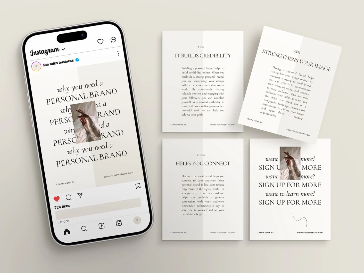 Instagram carousel templates in a phone mockup