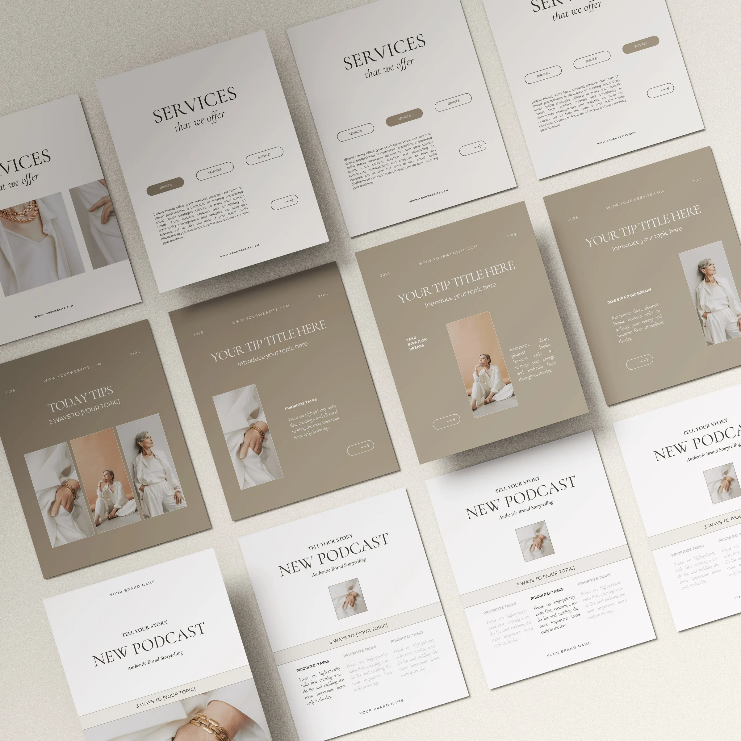 She Talks Business Canva social media templates in neutral tones